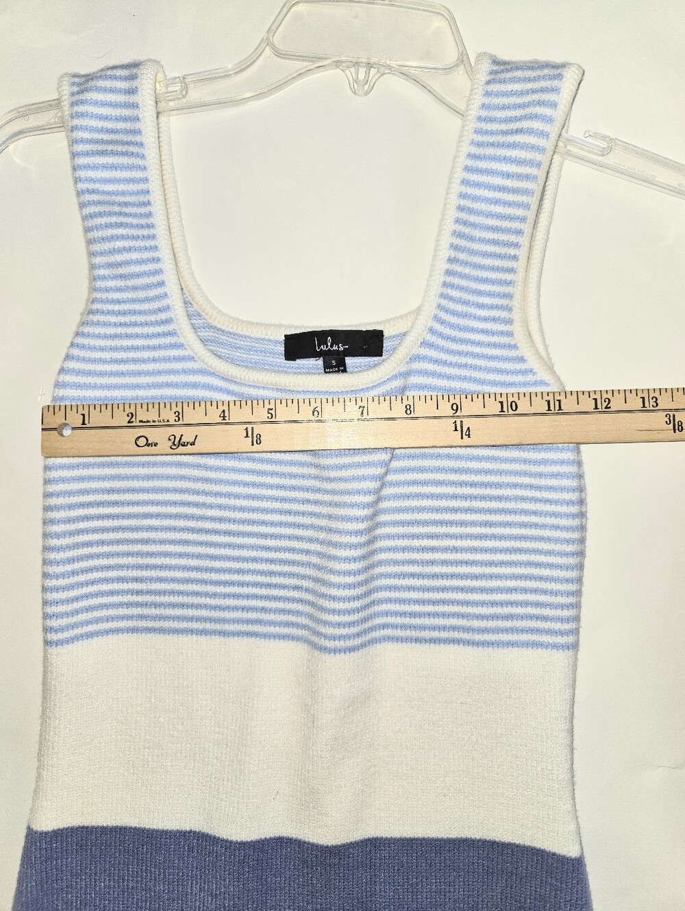 Lulu's Light Blue & White Striped Knit Sleeveless Tank Midi Dress Womens Size S - Picture 9 of 11